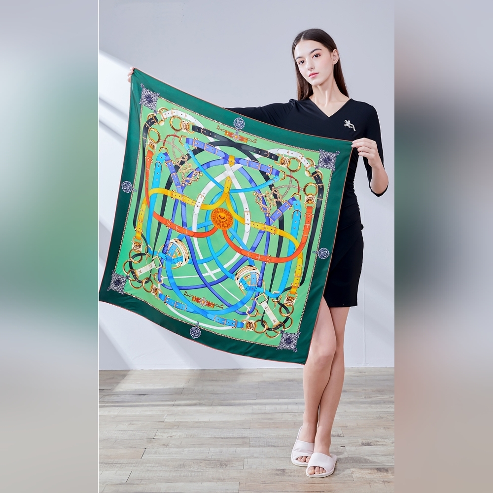 Big Square Silk Scarf Double-sided Different Colors 100% Mulberry Silk Twill
